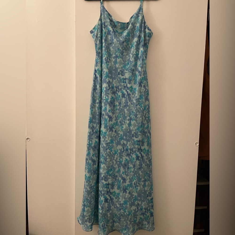 90’s blue floral maxi dress